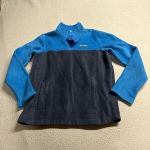 Columbia boys pullover fleece button sweatshirt in Navy blue Size large 14/16